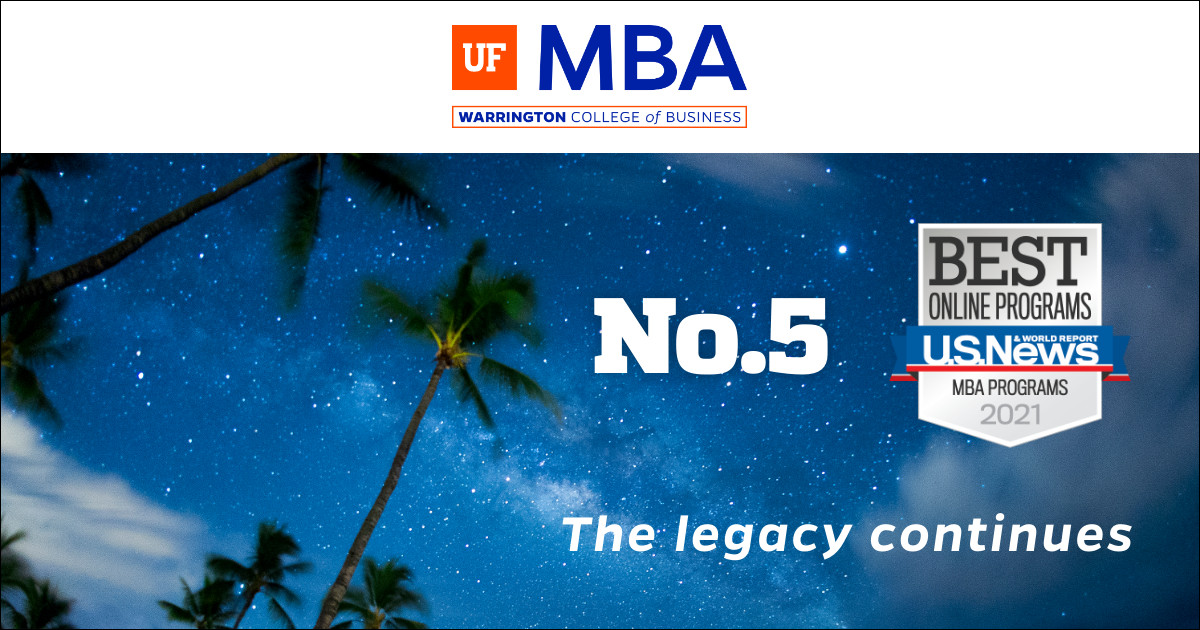 UF MBA: Ranked number 5 by U.S. News and World Report, 2021